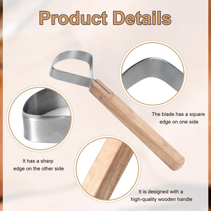 Gosknor 2pcs Pelt Scraper Fleshing Tool, 11.2in Fleshing Knife for Hides Stainless Steel Scraper Flesher Tanning Tools Working Kit for Taxidermy Leather Making Tools Skinning Fur Handling Supplies - Image 4